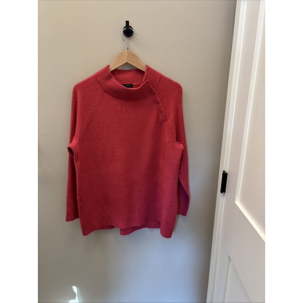 TALBOTS Relaxed Mock Turtleneck Sweater Women L Pink Acrylic Spandex Blend  Soft
